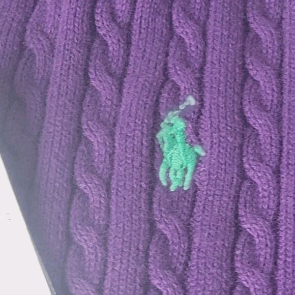 NWT Ralph Lauren Big Girls Cable Cotton Full Zip Hoodie Purple Size 12/14 Large - Picture 4 of 14